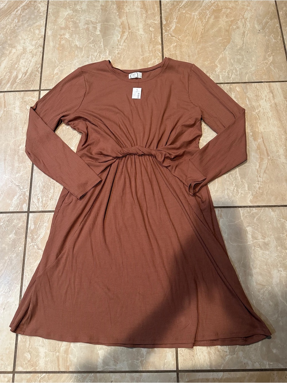 NWT Maurices brown ribbed long-sleeve mini dress Size XL